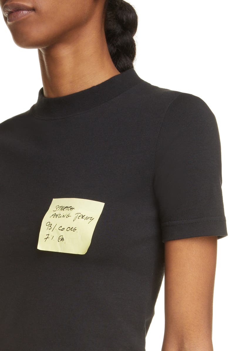 Balenciaga Sticky Note Mock Neck Stretch Cotton T-Shirt, Alternate, color, 