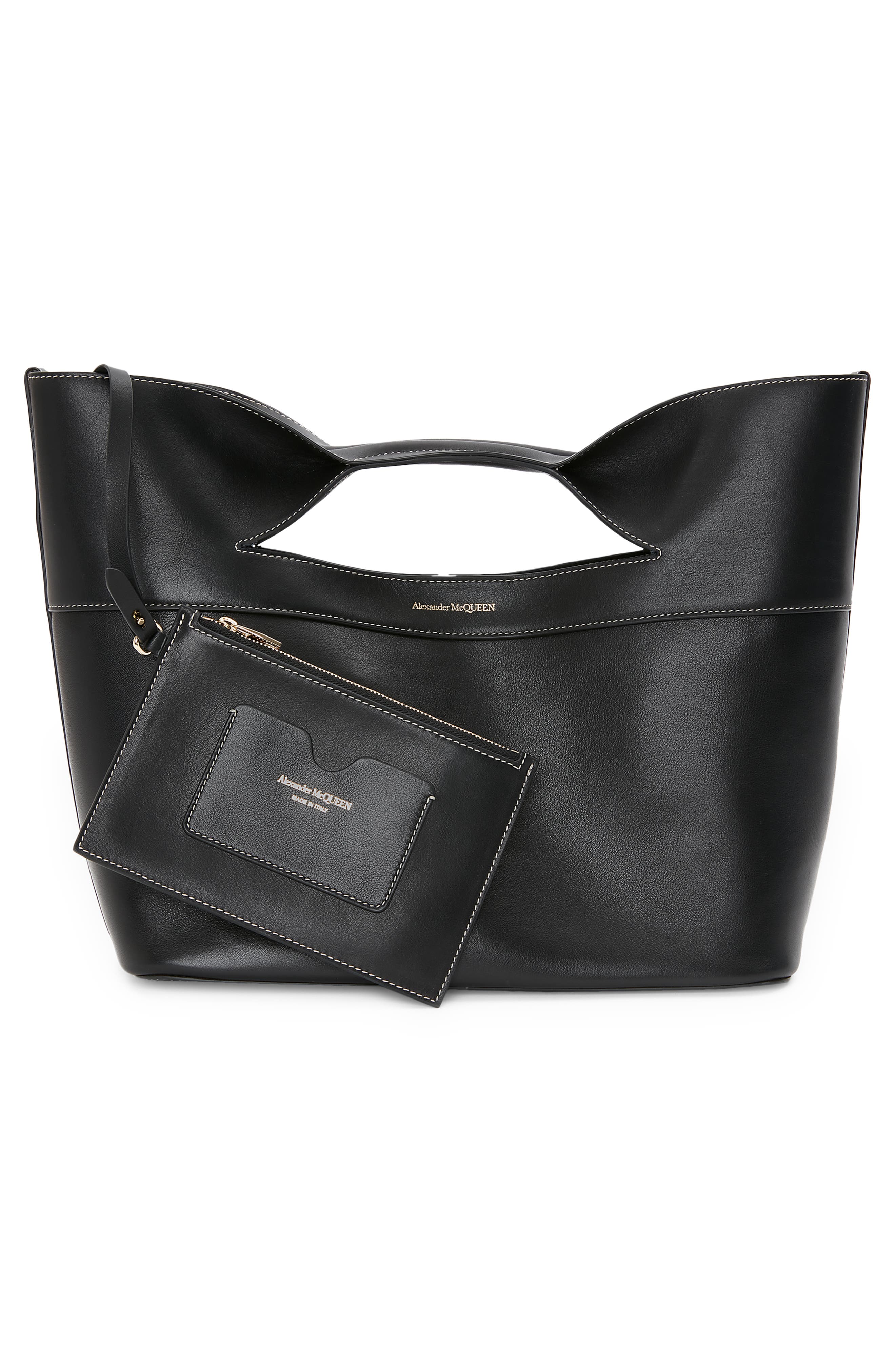McQueen The Small Bow Leather Bag, Alternate, color, 