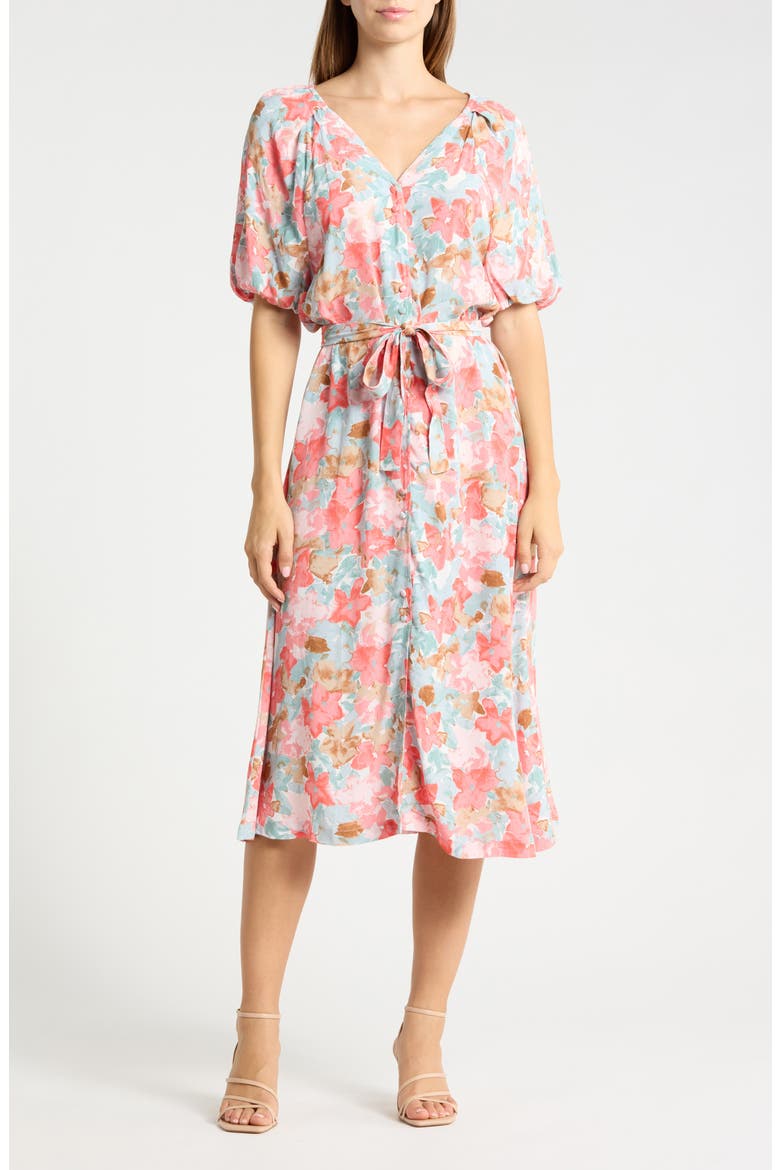 Floral Print Tie Waist Dress, Main, color, MULIT FLOWER AOP