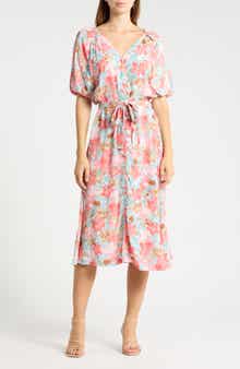 Floral Print Tie Waist Dress
