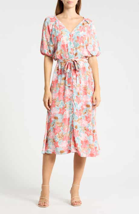 Floral Print Tie Waist Dress