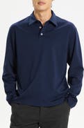 Theory City Relaxed Long Sleeve Cotton Polo