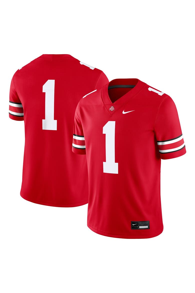 Men's Nike #1 Scarlet Ohio State Buckeyes Game Jersey, Alternate, color, Scarlet