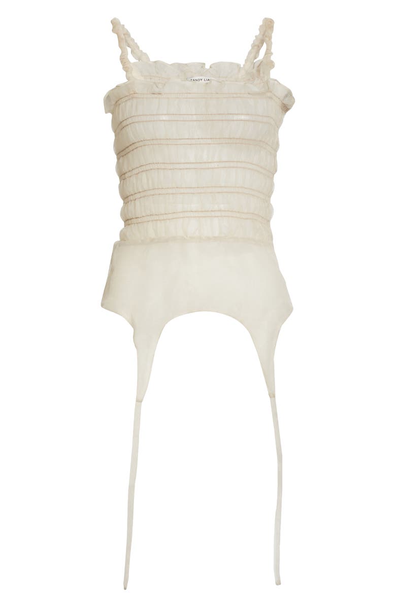 Sandy Liang Porpoise Garter Hem Ruched Tank, Alternate, color, 