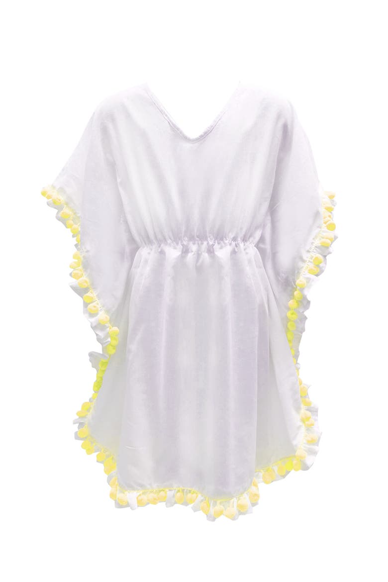 Kids' Yellow Pompom Detail Caftan, Main, color, White