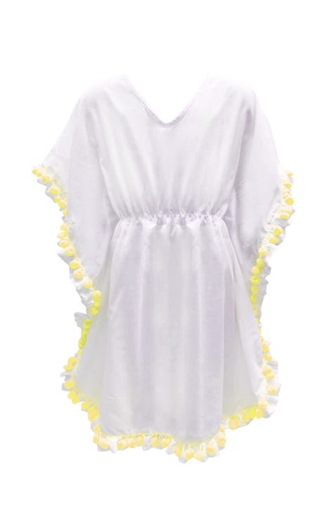 Kids' Yellow Pompom Detail Caftan