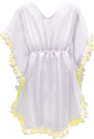 NESSI BYRD Kids' Yellow Pompom Detail Caftan