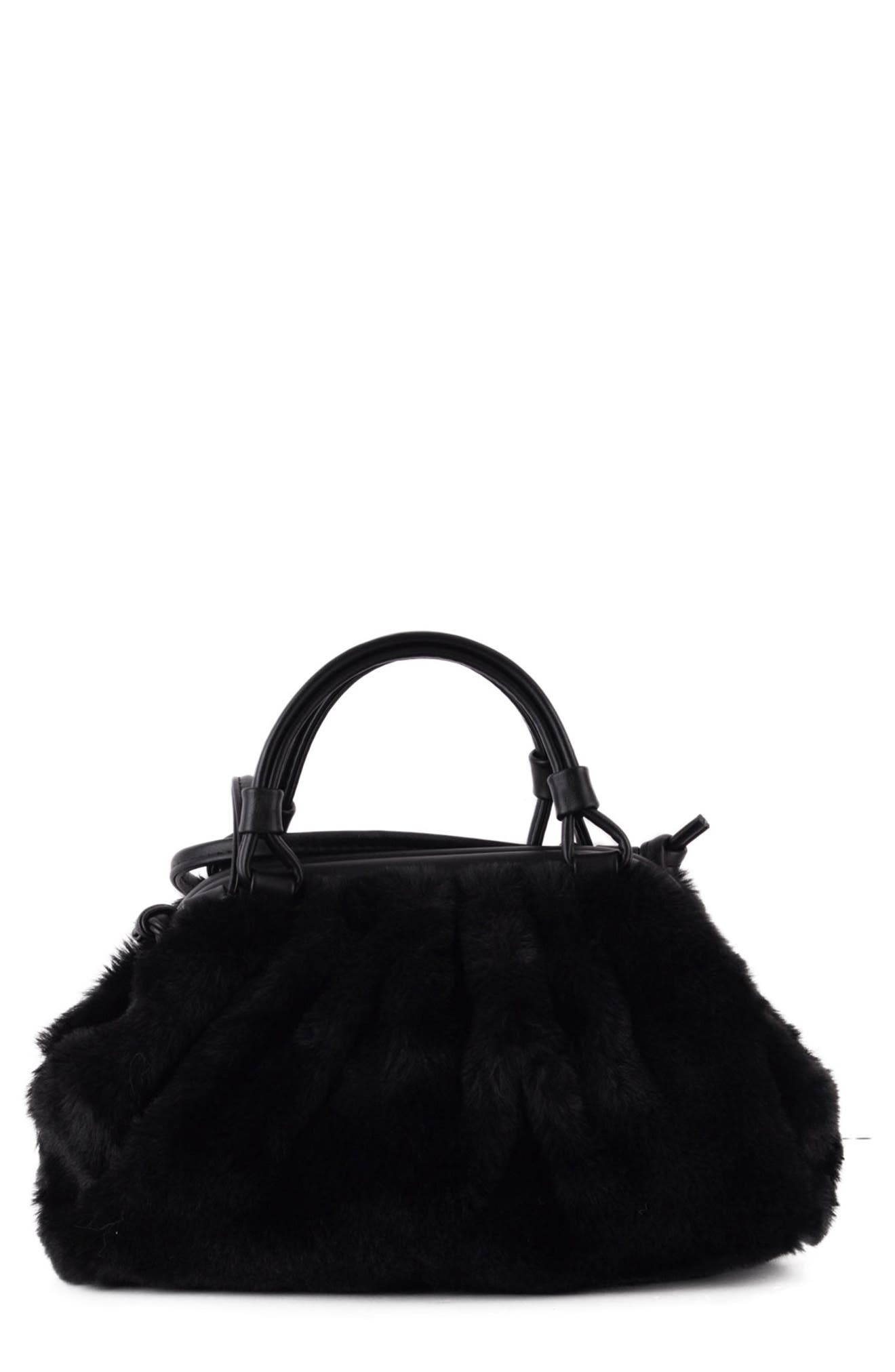 MOST WANTED USA Faux Fur Cloud Top Handle Satchel, Alternate, color, 