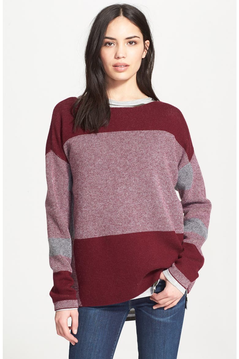 Intarsia Block Sweater, Main, color, DARK SCARLET