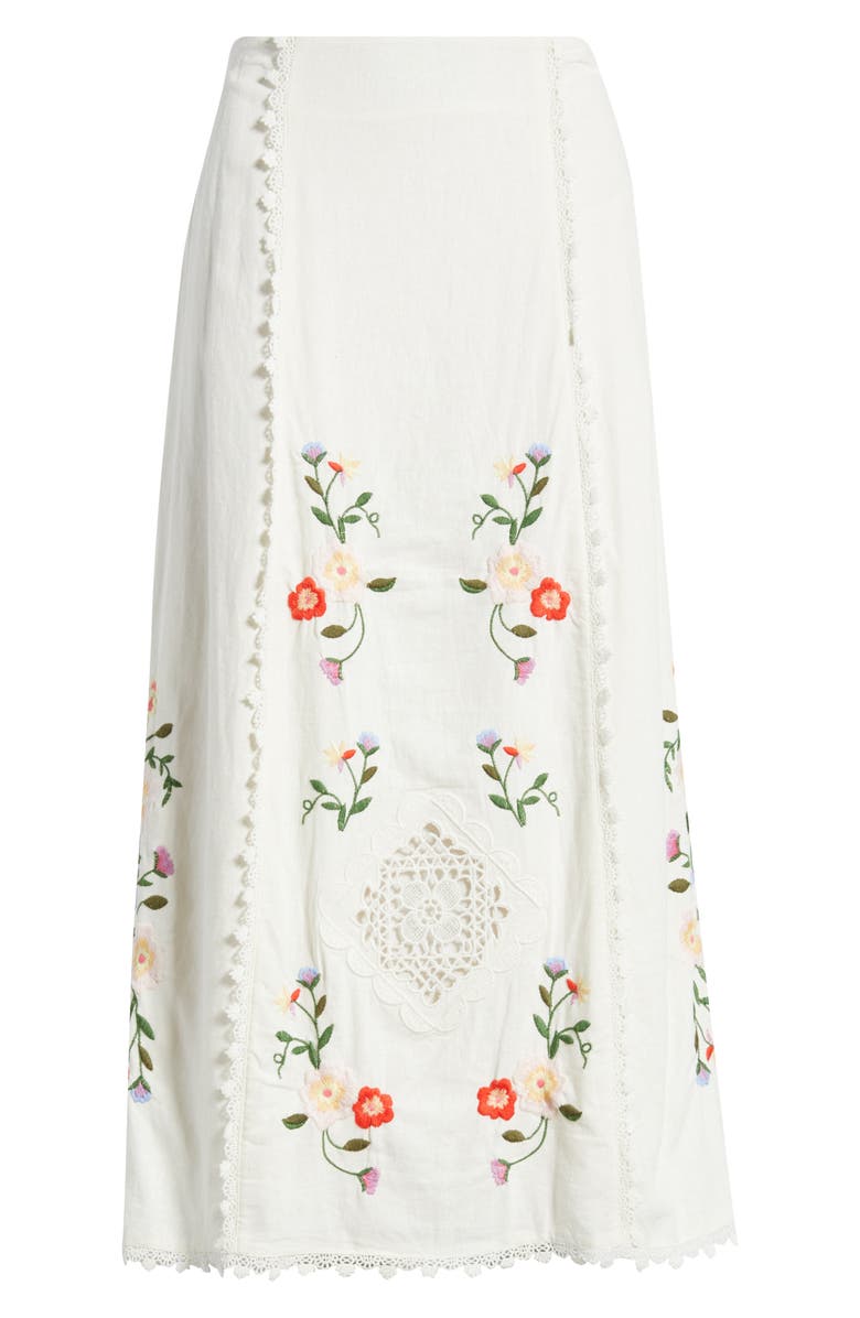 Treasure & Bond Embroidered Cotton Eyelet Midi Skirt, Main, color, Ivory Multi Embroidery