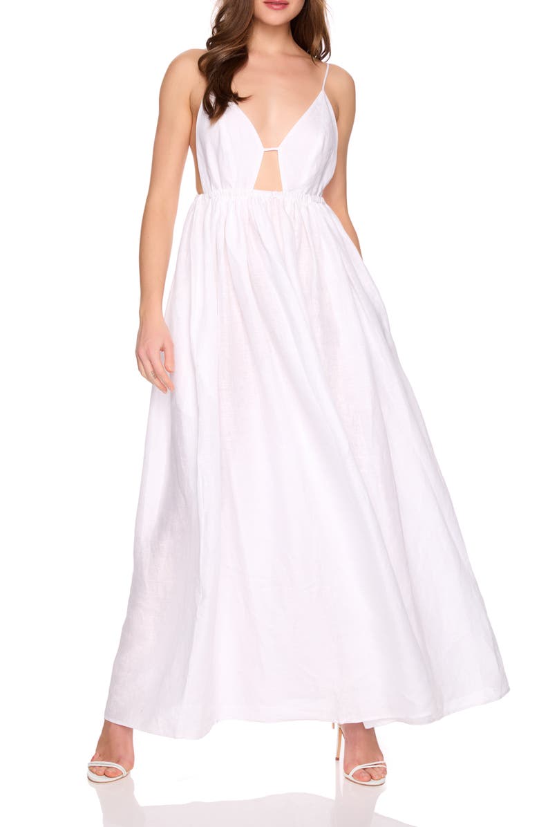 Susana Monaco Empire Waist Sleeveless Linen Maxi Dress, Main, color, Sugar
