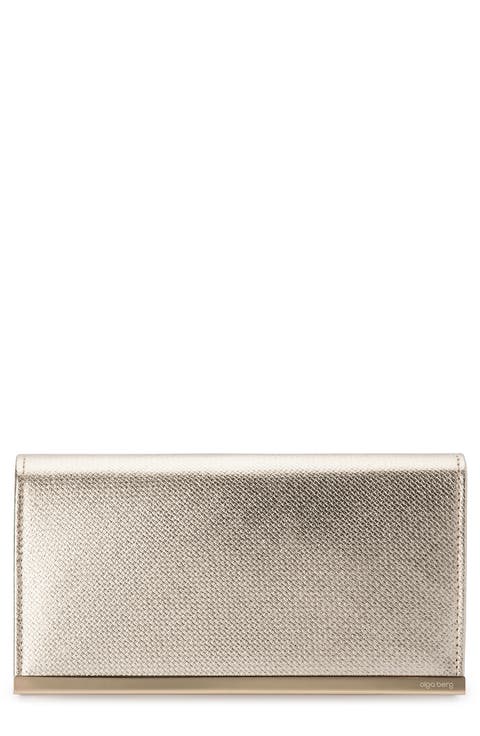 Maddie Metallic Embossed Foldover Clutch