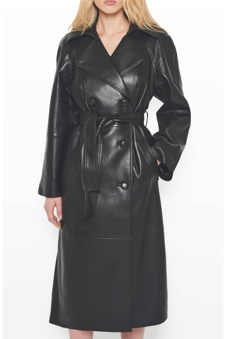 Miller Recycld Leather Trench Coat, Main, color, Black