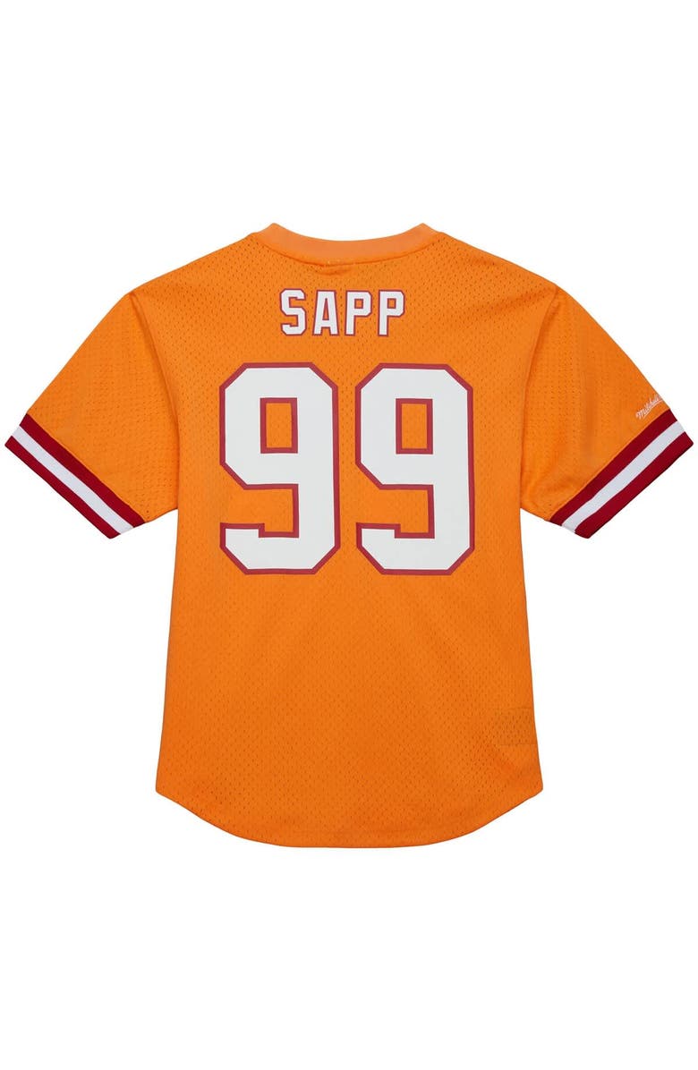 Mitchell & Ness Men's Mitchell & Ness Warren Sapp Orange Tampa Bay Buccaneers Retired Player Name & Number Mesh Top, Alternate, color, Orange