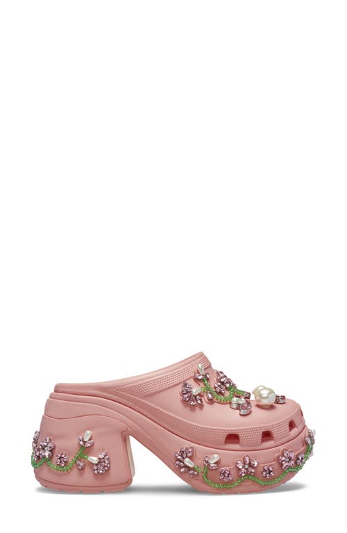 Crocs X Simone Rocha Siren Clog With Crystal & Faux Pearl Jibbitz™ In Power Pink
