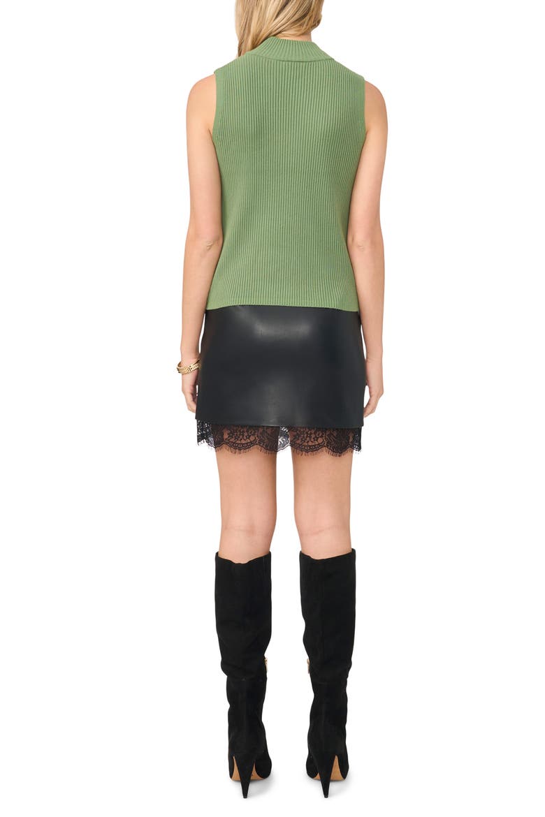 Sleeveless Mock Neck Rib Sweater, Alternate, color, DARK HERB