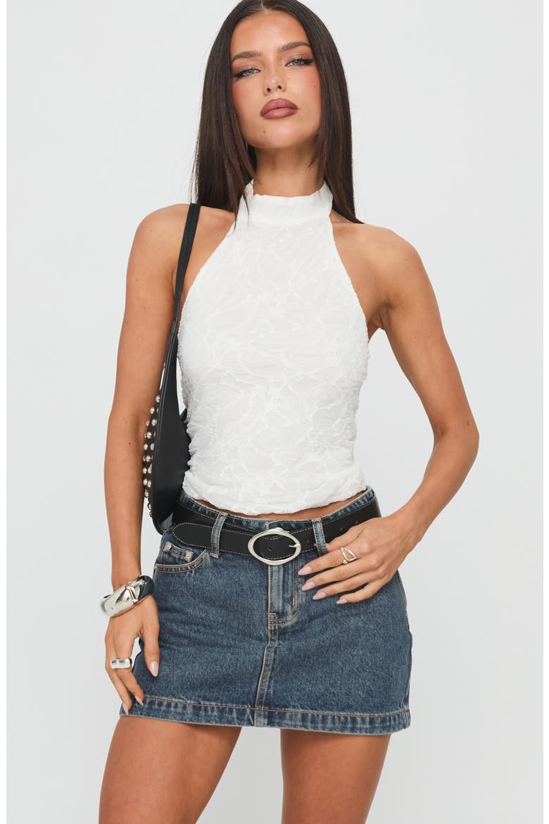 Nickei Nonstretch Denim Miniskirt, Alternate, color, WASHED BLUE