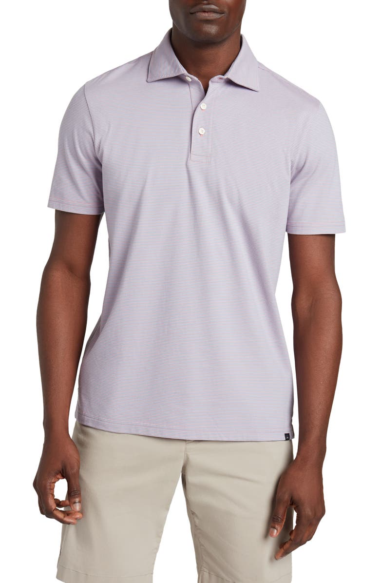 Faherty Movement Stripe Piqué Polo, Main, color, Rose Water Stripe