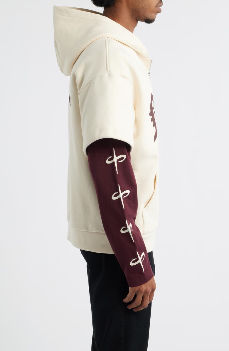 SANTO STUDIO Napoli Fight Team Layered Zip Hoodie, Alternate, color, White