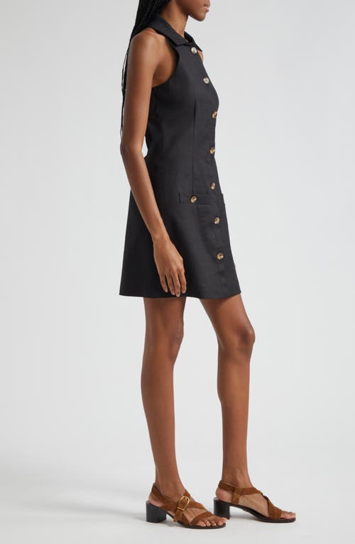 Veronica Beard Roxanne Linen Blend Button-up Minidress In Black