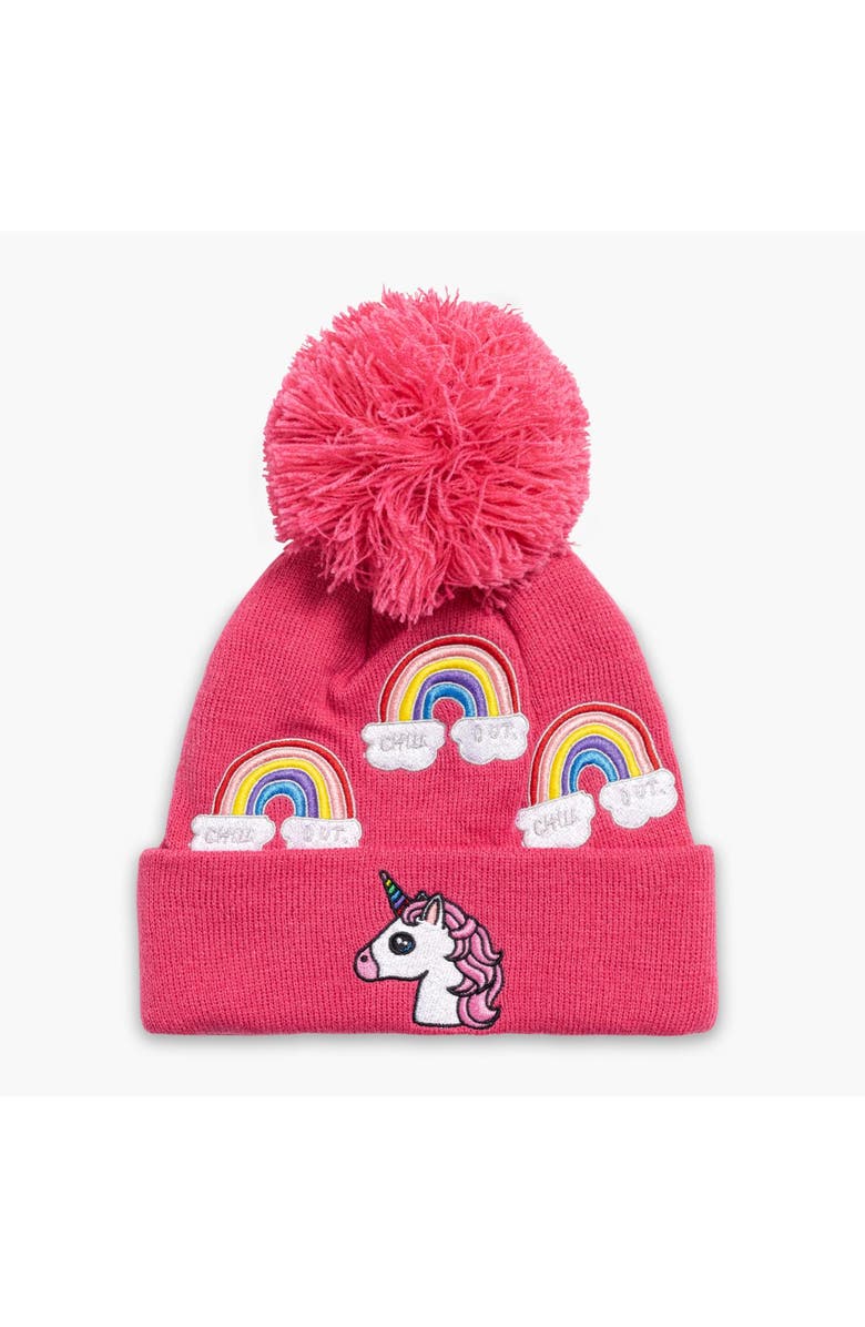 Turtle Fur Kids Unicorn Pom Winter Hat, Main, color, Pink