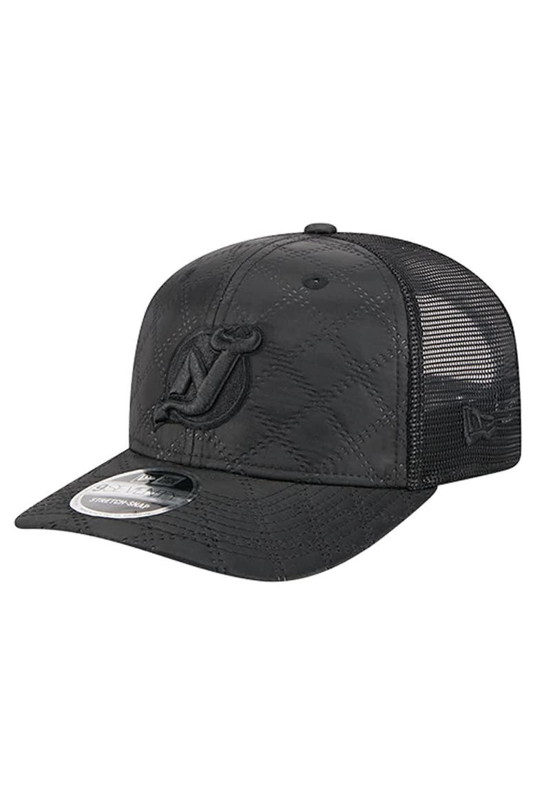 Men's New Era  Black New Jersey Devils Quilted Nylon 9SEVENTY Adjustable Trucker Hat, Main, color, Black