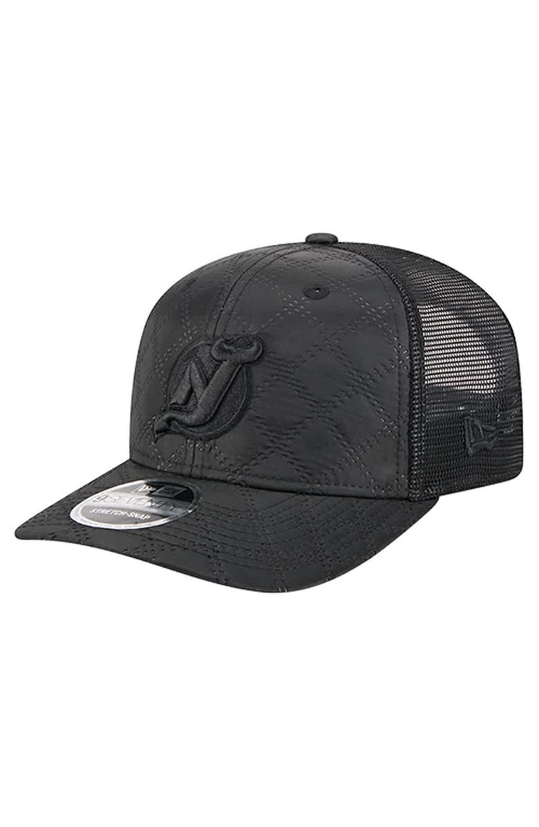 New Era Men
s New Era  Black New Jersey Devils Quilted Nylon 9SEVENTY Adjustable Trucker Hat, Main, color, Black