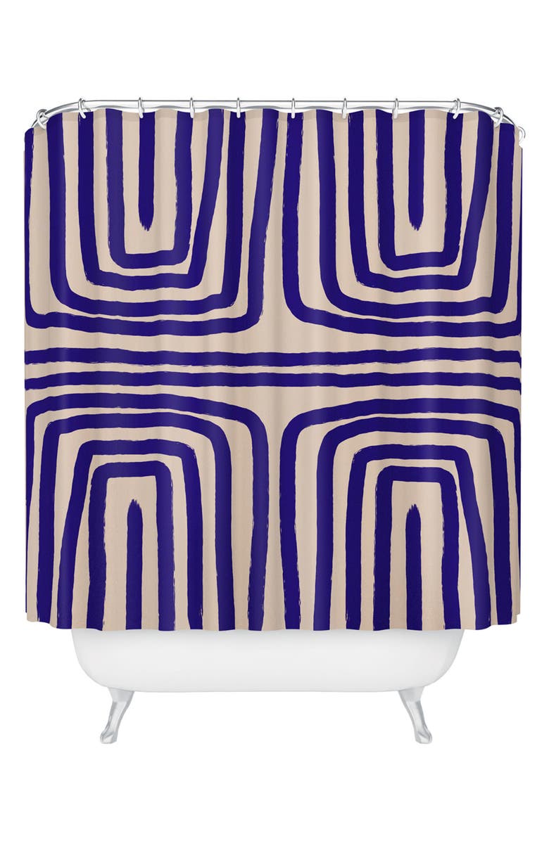 Deny Designs Blue Introspection Shower Curtain, Main, color, Blue