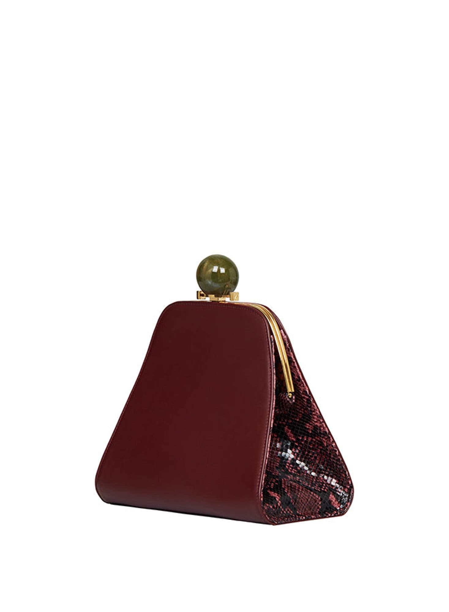 Josephine Ball Frame Calfskin Leather Bag, Alternate, color, Bordeaux