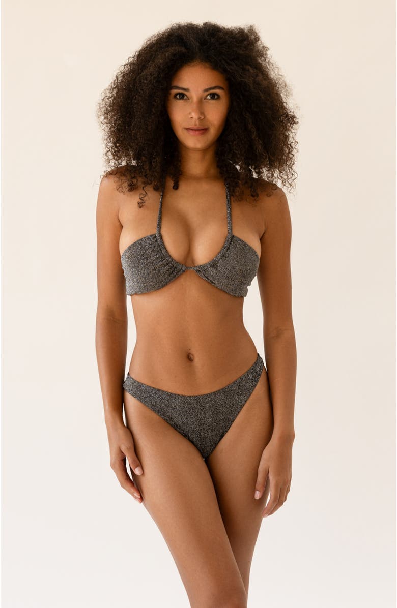 Dippin Daisys Amalfi String Tie Bandeau Bikini Top, Main, color, Sparkle Black