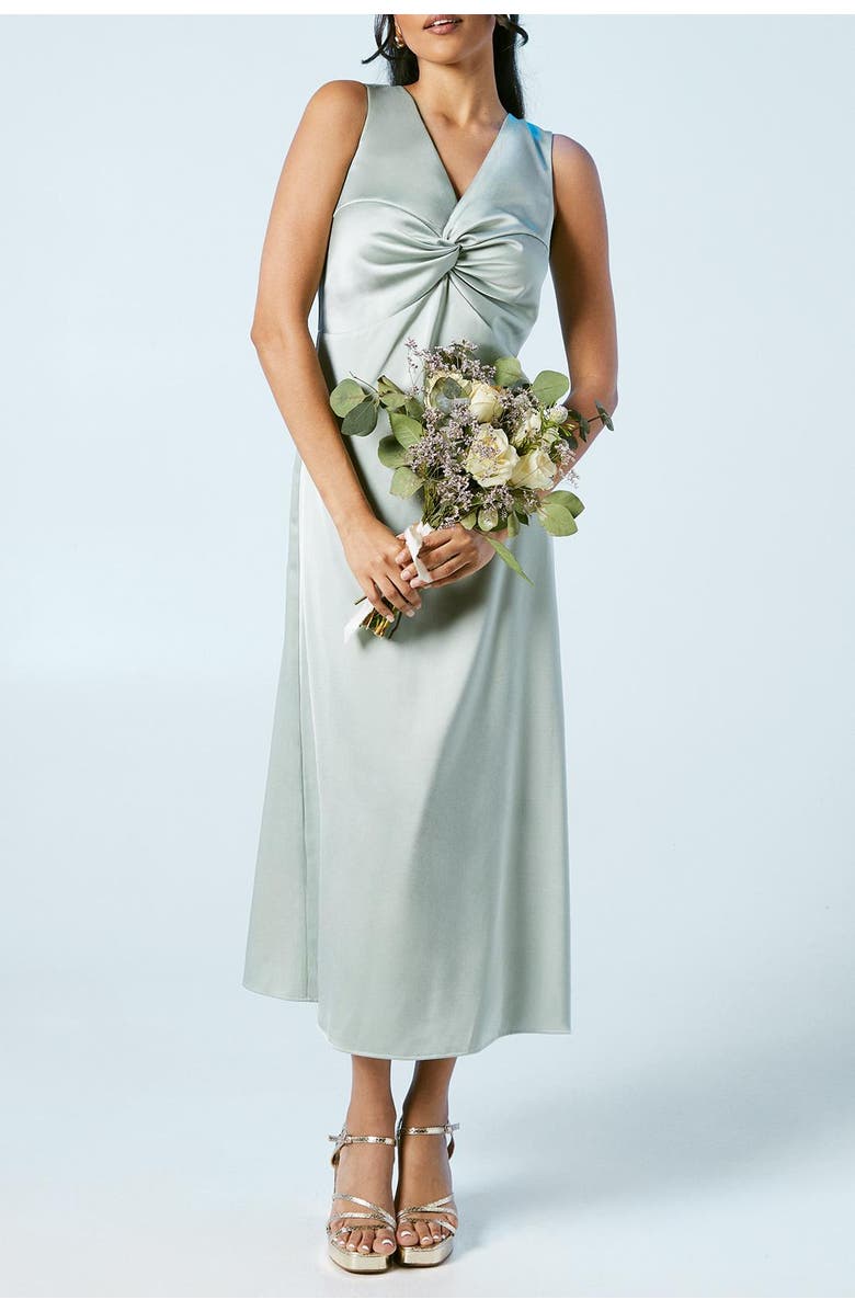 Oasis Satin Bridesmaids Midi Dress, Alternate, color, Sage
