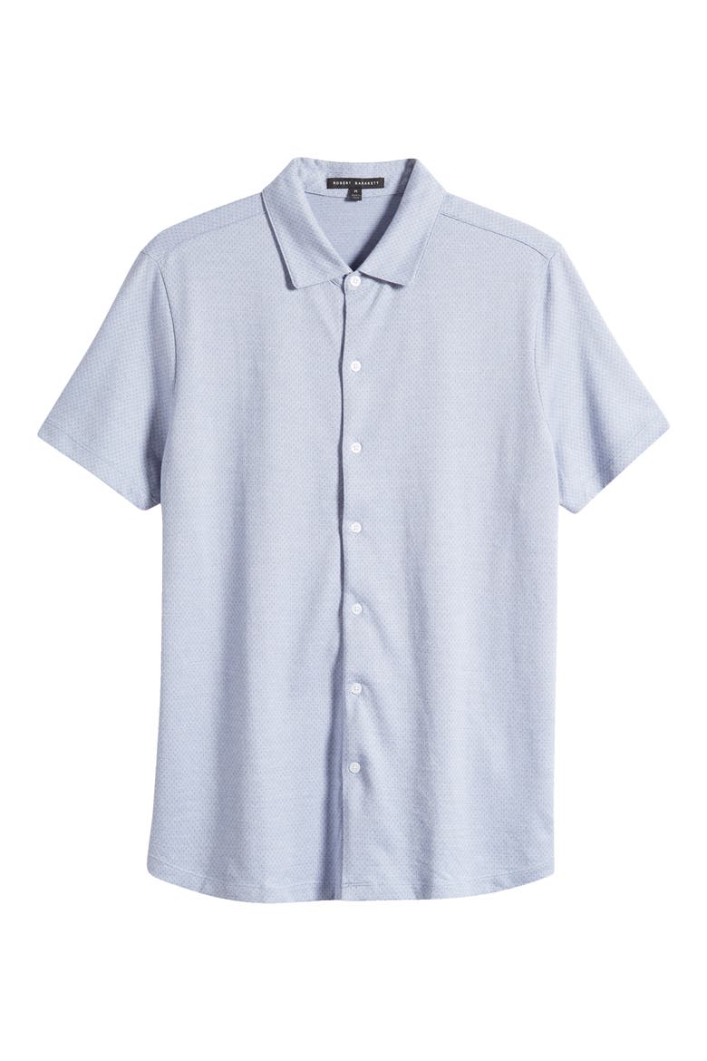 Garth Microdot Short Sleeve Knit Button-Up Shirt, Alternate, color, BLUE
