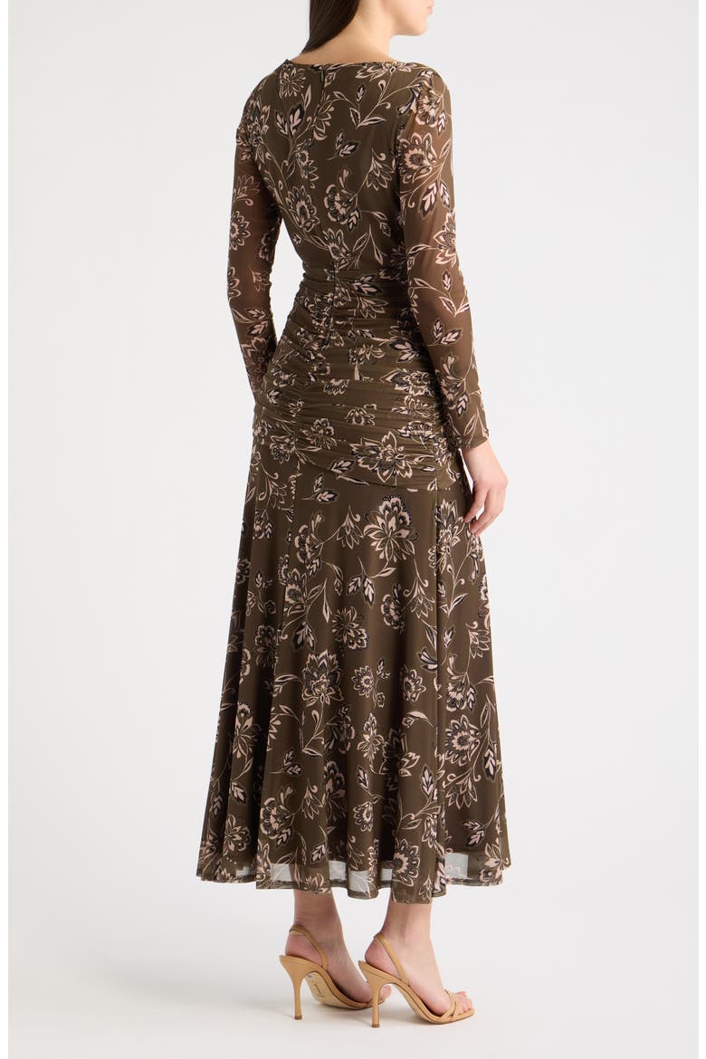 Paisley Long Sleeve Mesh Maxi Dress, Alternate, color, OLIVE