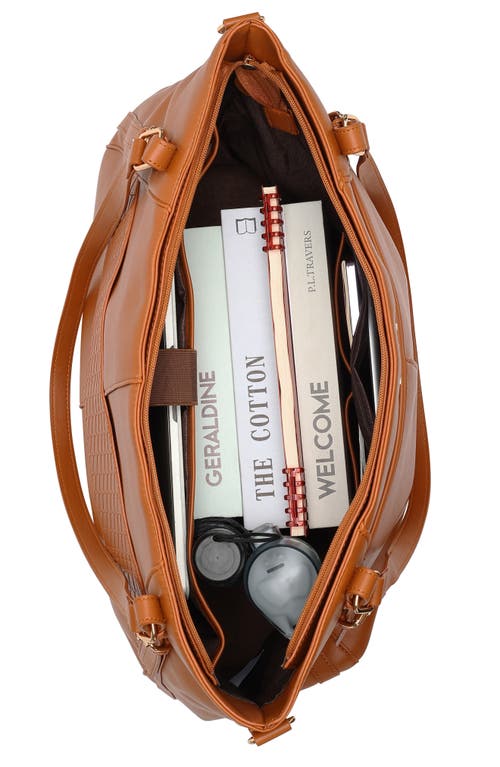 Elle Leisure Luxe 33l Vegan Leather Weekender Tote Bag | Black In Brown