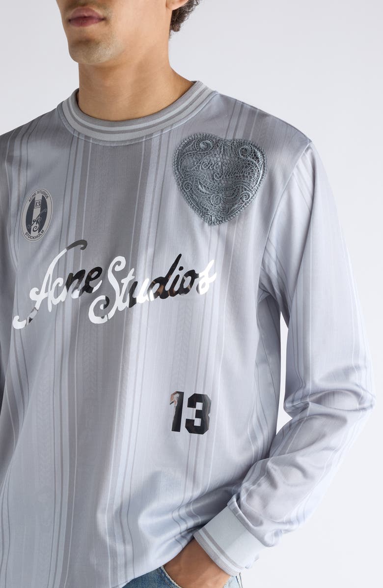 Acne Studios Edwin Sports Long Sleeve Graphic T-Shirt, Alternate, color, Grey
