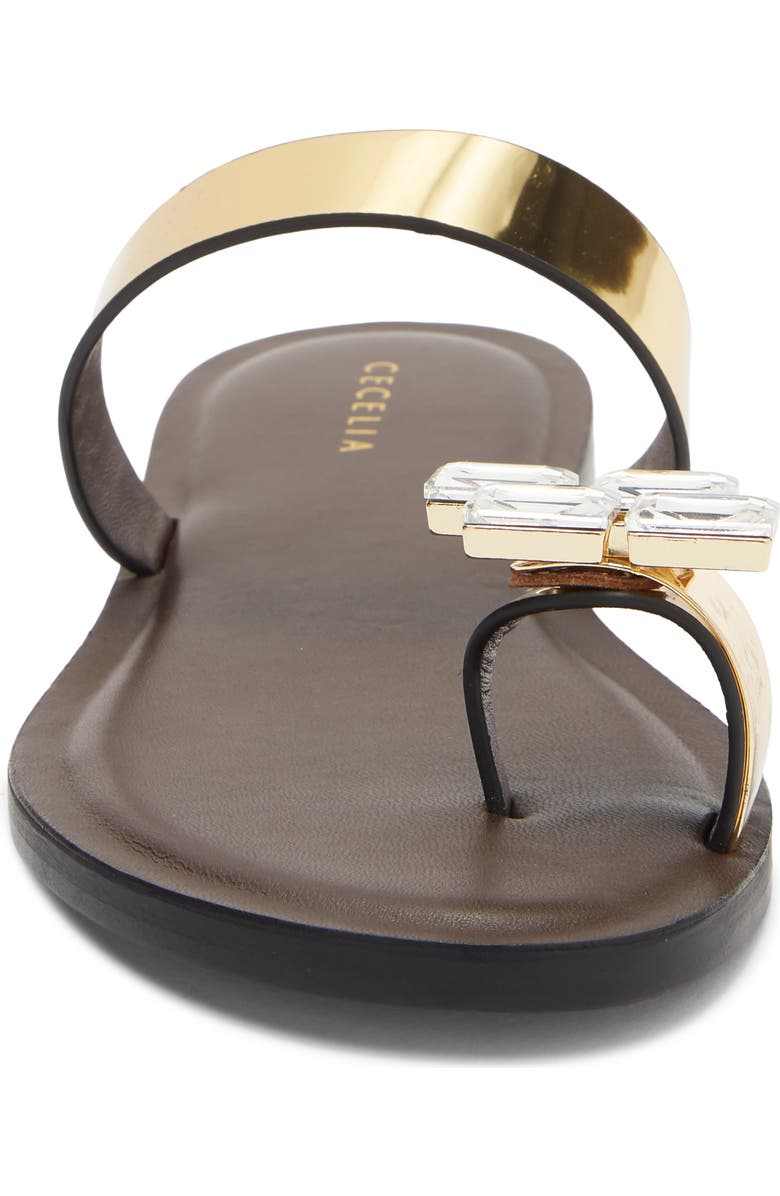 Cecelia New York Demi Toe Loop Sandal, Alternate, color, Dark Brown/ Gold