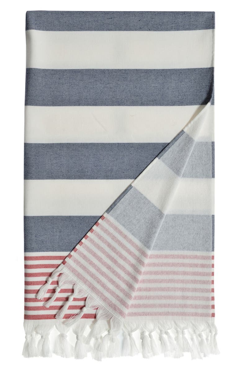 Linum Home Textiles 100% Turkish Cotton Patriotic Pestemal Beach Towel - Ocean Blue, Main, color,