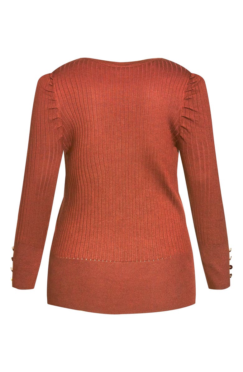 City Chic Rebel Rock Button Cuff Rib Sweater, Alternate, color, 