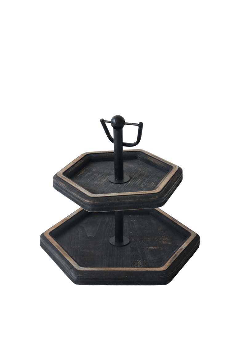 2 Tier Hexagon Tray, Main, color, Black