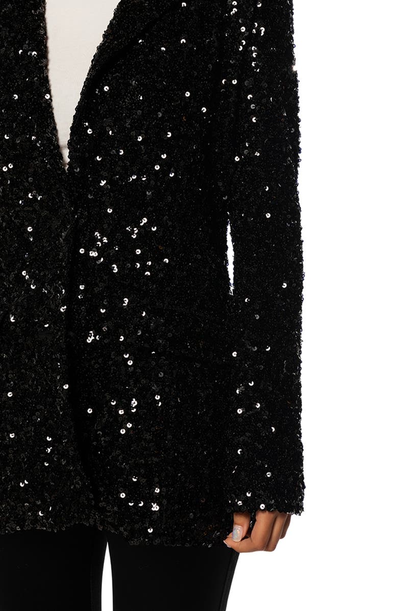 AZALEA WANG Isa Sequin Notch Lapel Blazer, Alternate, color, Black