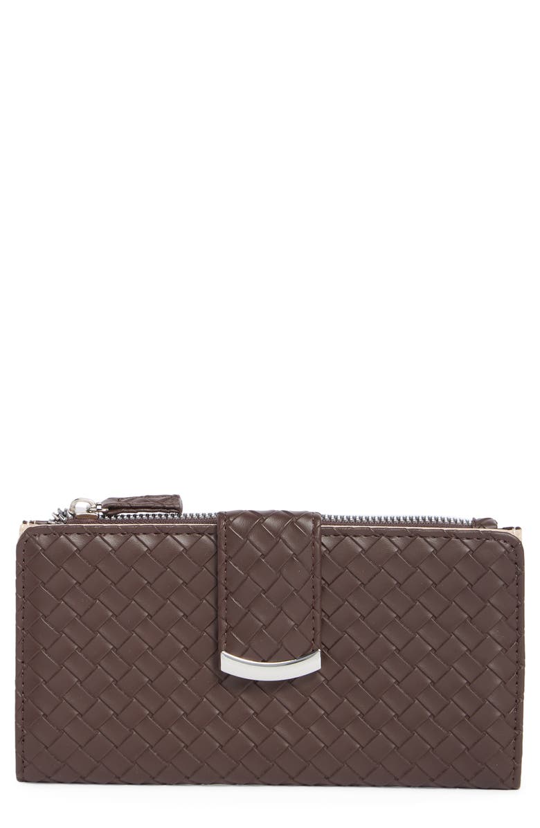 MUNDI SMALL LEATHER GOODS Lottie Wallet, Main, color, Espresso Woven