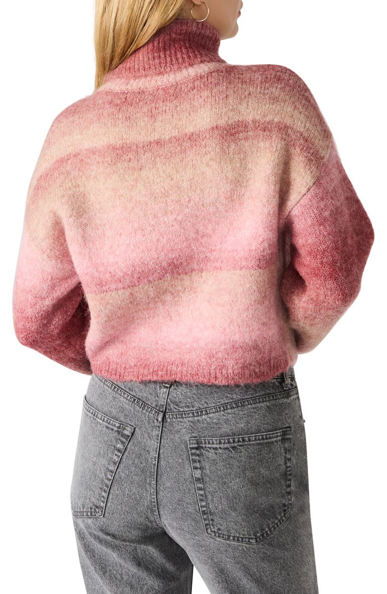 Steve Madden Raegann Ombré Stripe Turtleneck Sweater, Alternate, color, Pink Multi