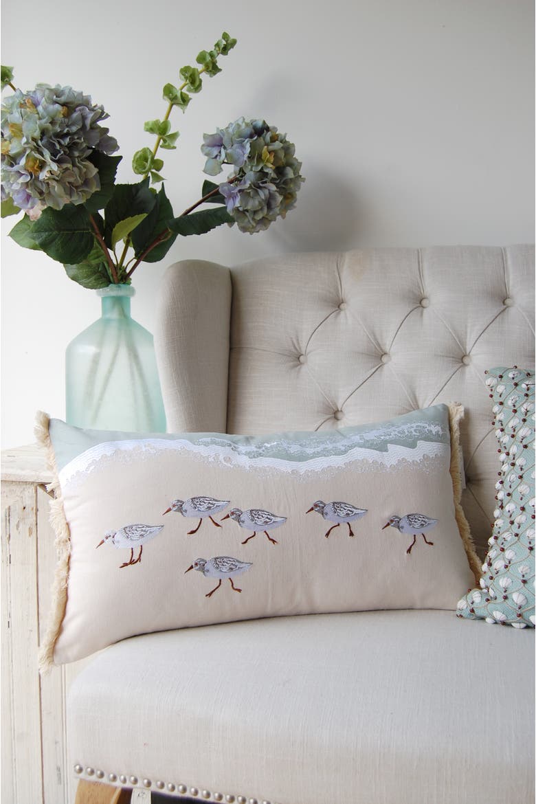 Sandpiper Indoor Cotton Lumbar Throw Pillow, Alternate, color, Blue