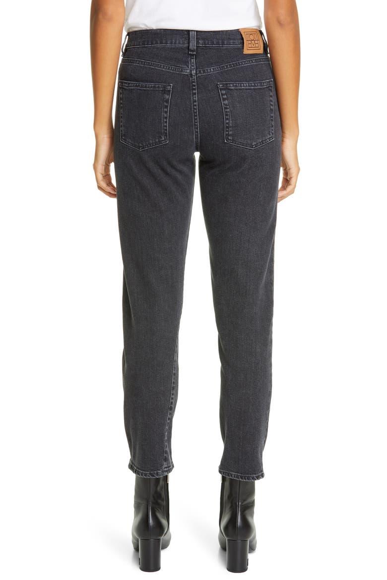 Totême Twisted Seam High Waist Straight Leg Crop Jeans, Alternate, color, GREY WASH