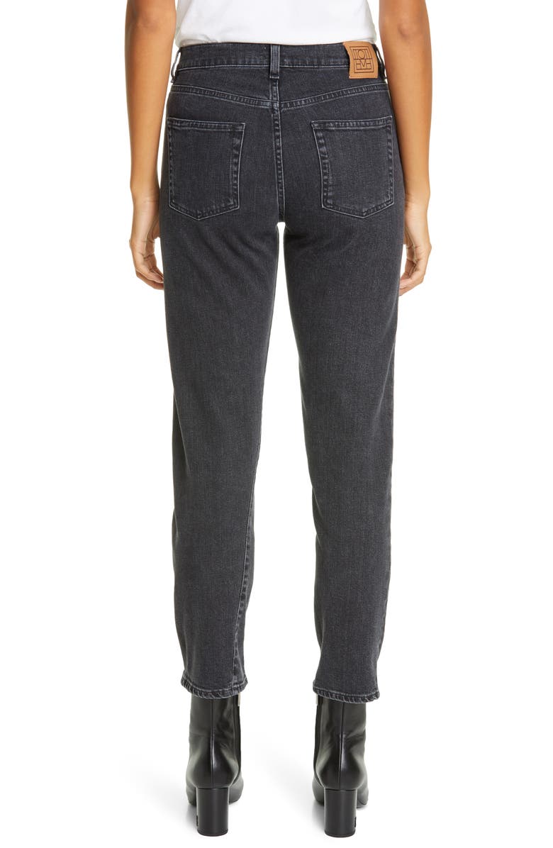 TOTEME Twisted Seam High Waist Straight Leg Crop Jeans, Alternate, color,