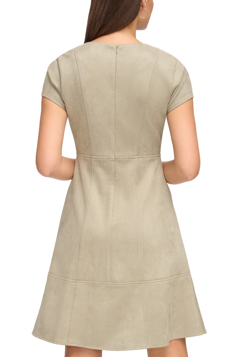 Scuba Knit Faux Suede Fit & Flare Dress, Alternate, color, SAGE