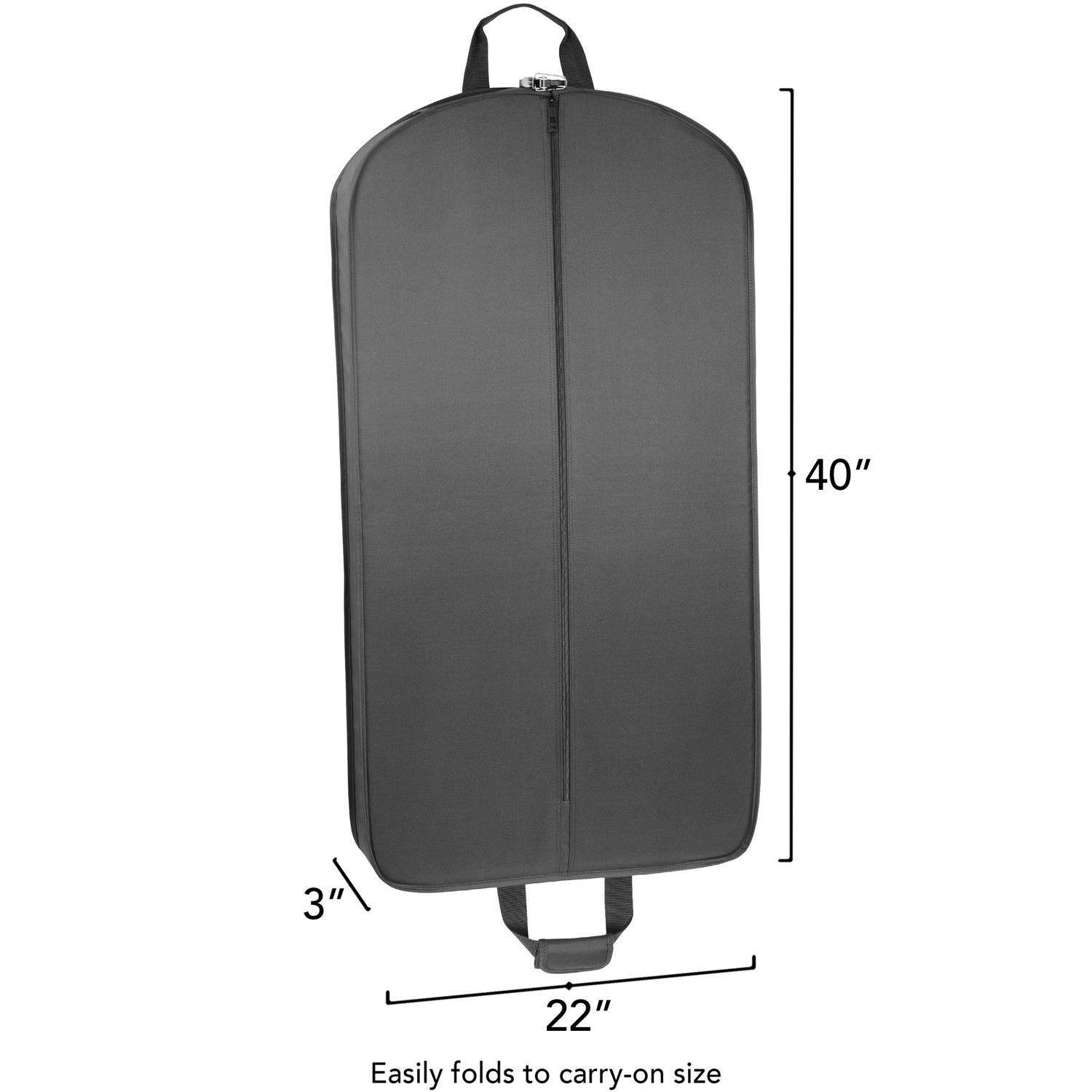 Wallybags Deluxe Travel Garment Bag with two pockets in Grey, Alternate, color, Black