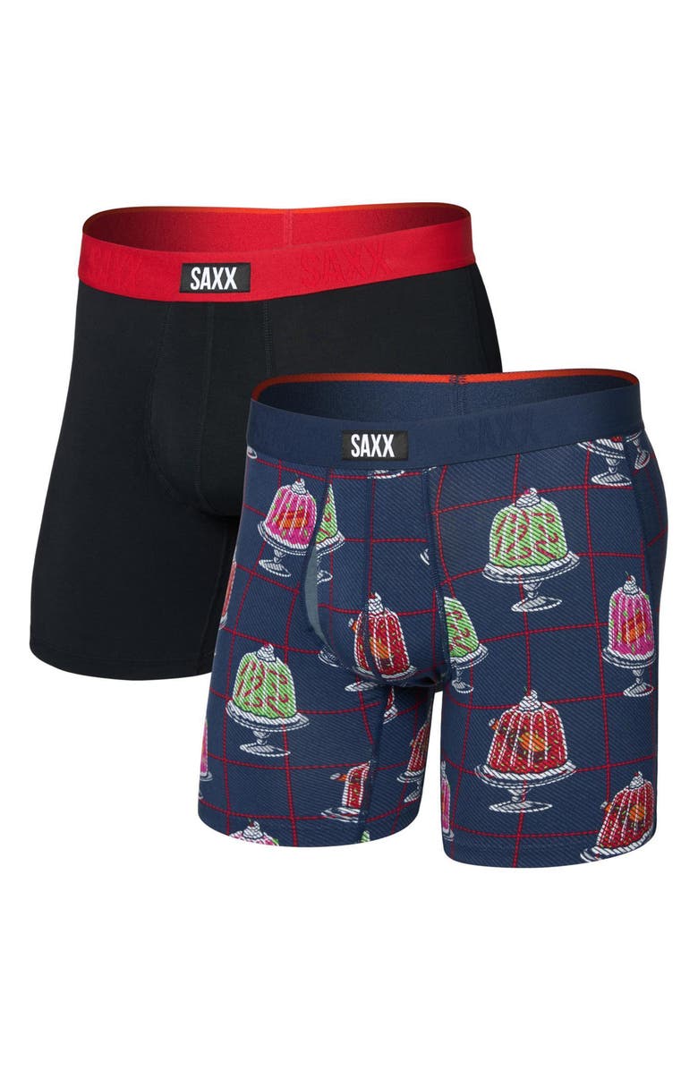 SAXX Vibe Xtra Assorted 2-Pack Boxer Briefs, Alternate, color, Bells/ Red Black