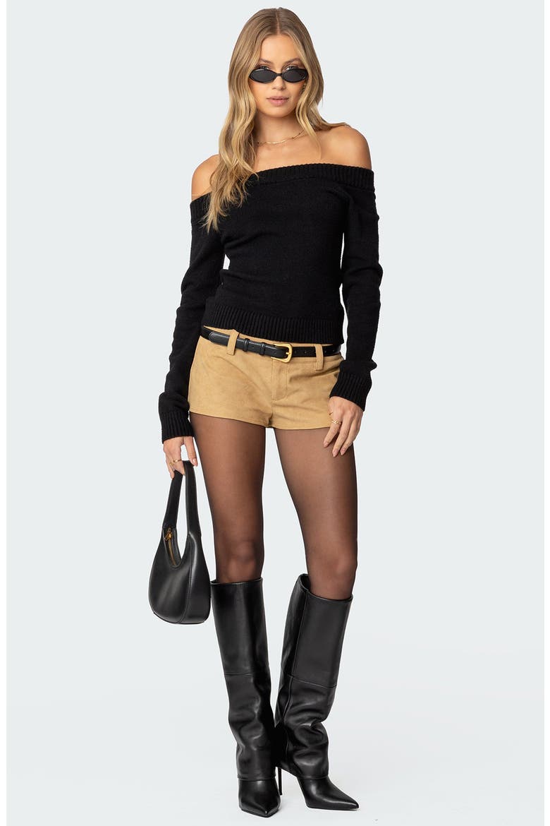 Shane Faux Suede Microshorts, Alternate, color, TAN