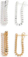 Tasha Set of 2 Baguette Crystal Front/Back Earrings